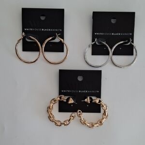 White House Black Market Gold and Silver Earring Trio
